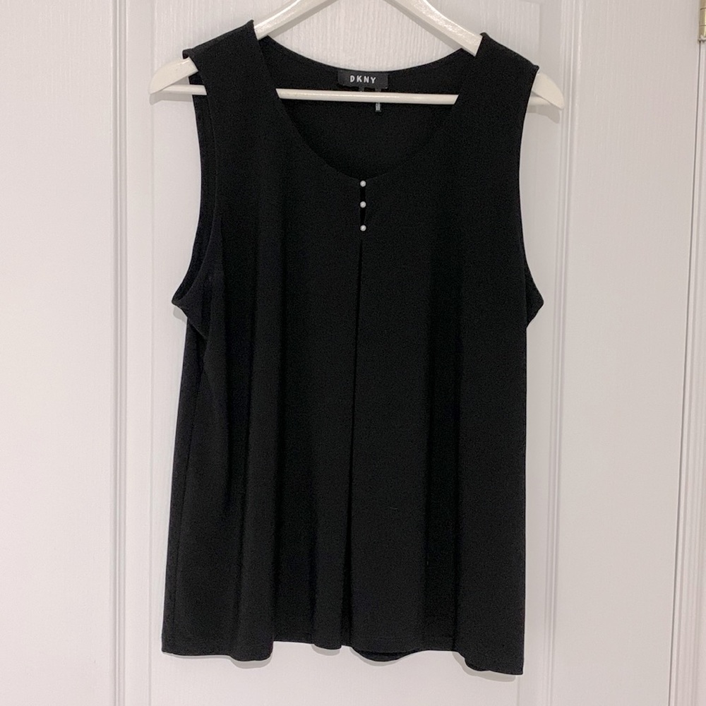 DKNY Black Flowy Sleeveless Black Blouse